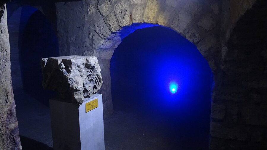 Lit interior of the Buda Castle Labyrinth