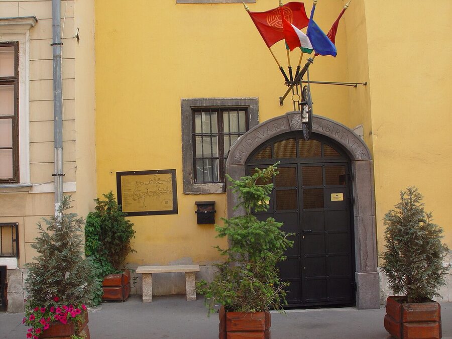 Cave entrance on Uri street in Buda Castle district Budapest