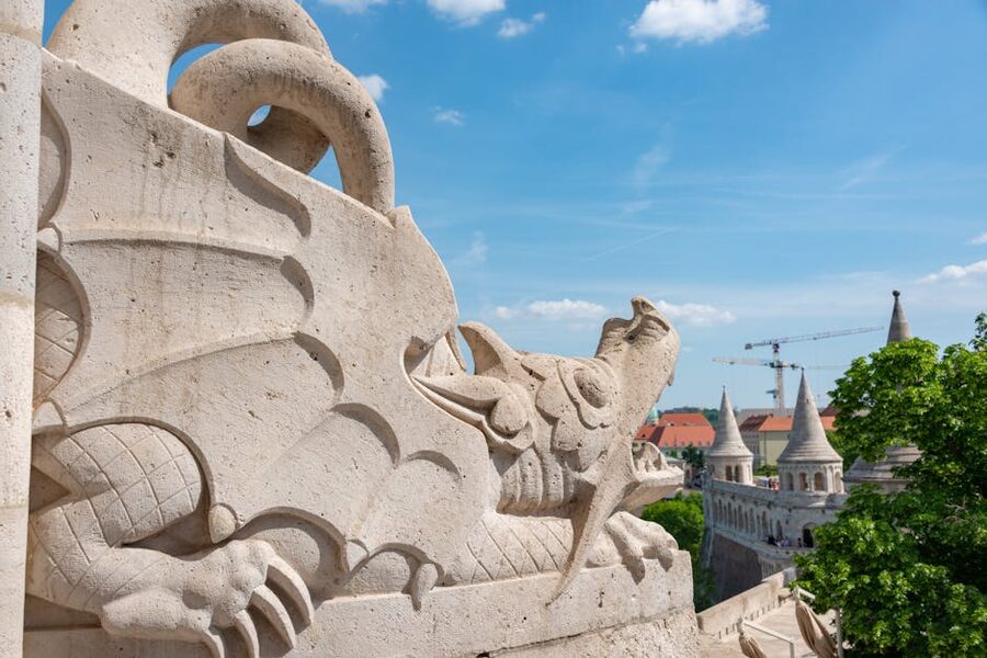Stone dragon statue at Fishermans Bastion