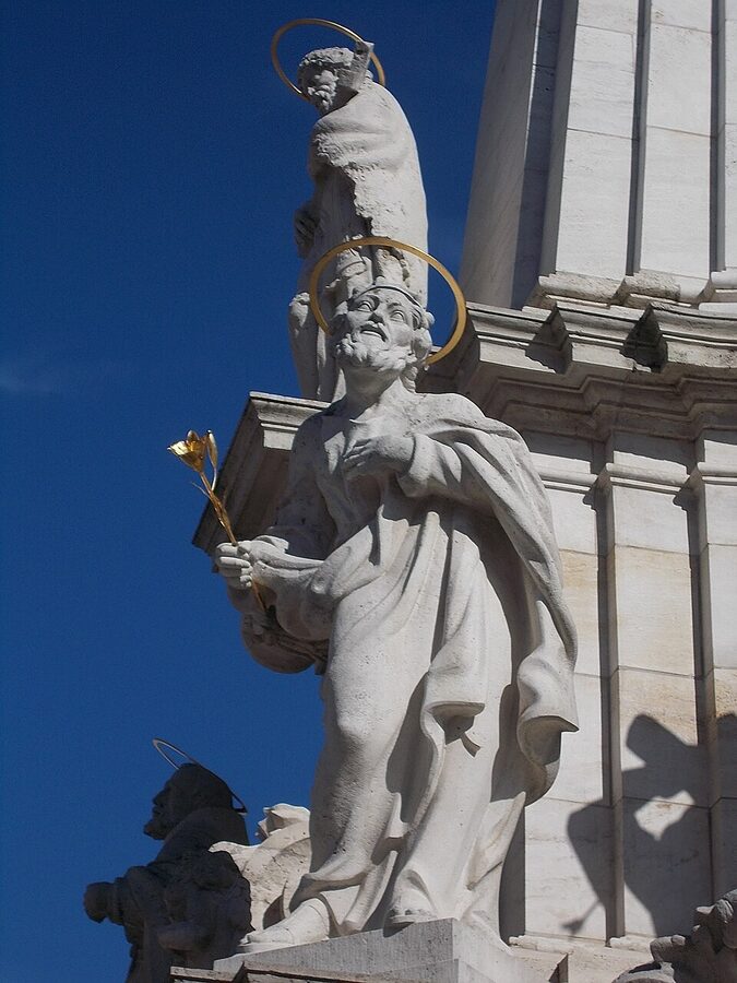Holy Trinity column statue detail Buda Castle