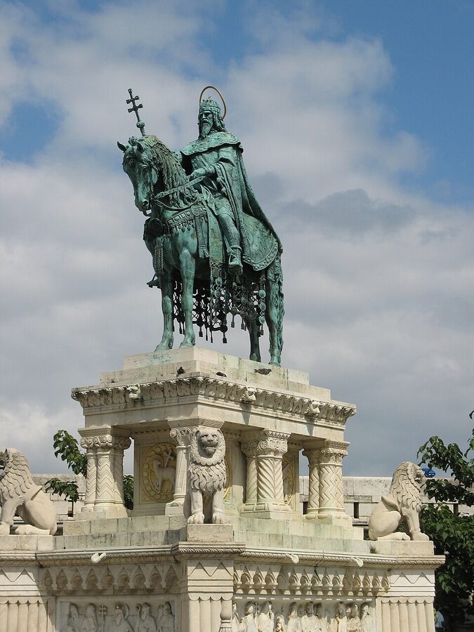 Saint Stephen monument with Fishermans Bastion behind