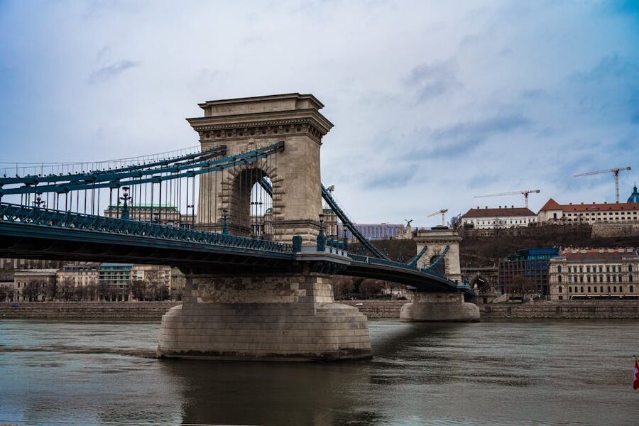Széchenyi Chain Bridge over the Danube River in Budapest
