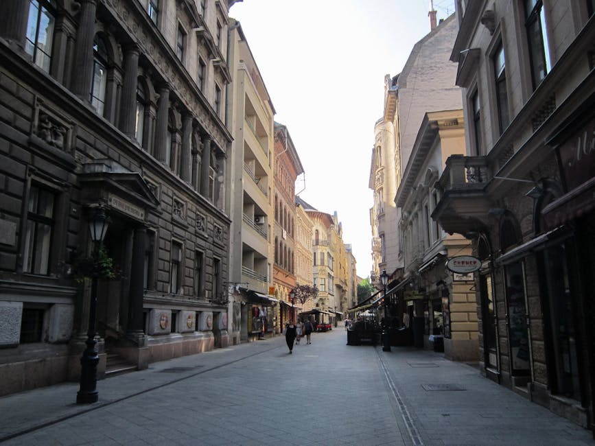 Pedestrian street life Budapest summer day