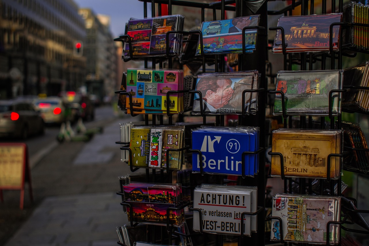 Checkpoint Charlie historical site with information boards