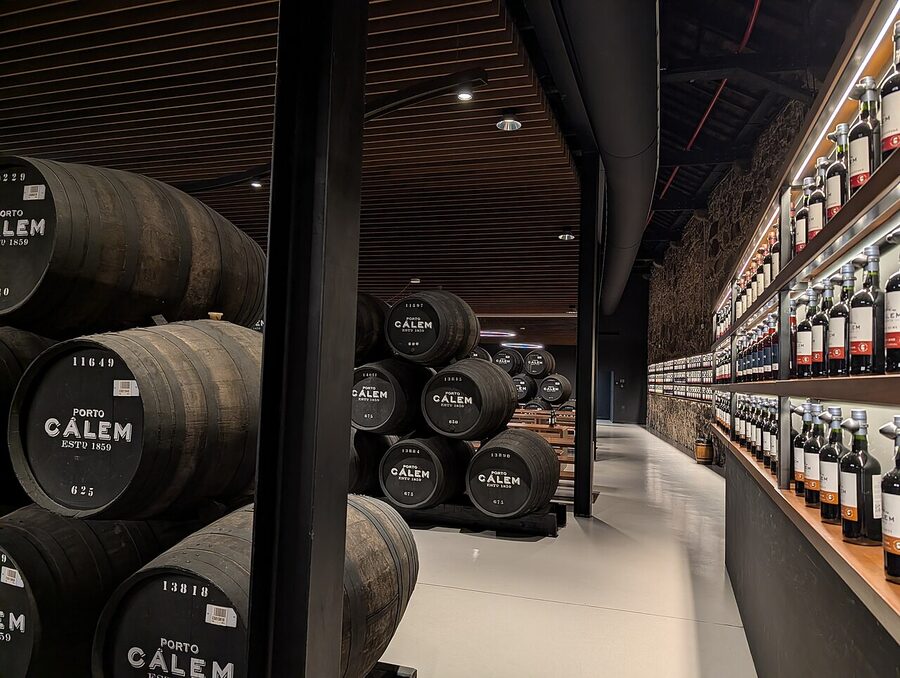 Detail of port wine barrels at Cálem cellar