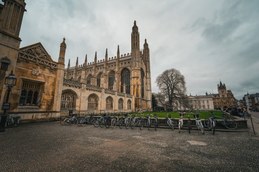 Kings College Chapel bicycles Cambridge street