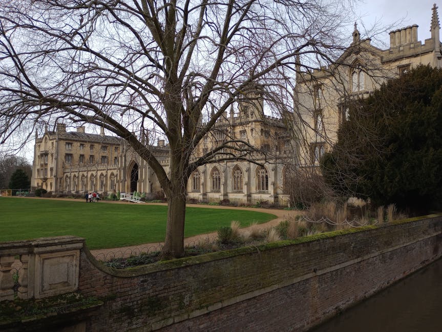 Cambridge college building winter