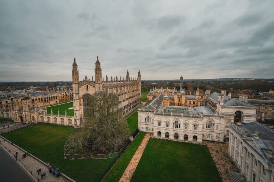 Kings College Chapel Cambridge aerial view