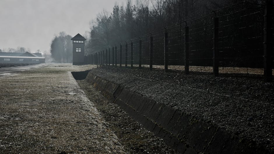 Historic buildings at a concentration camp memorial