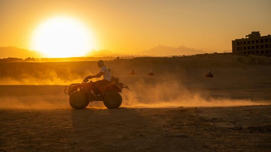 ATV rider in landscape