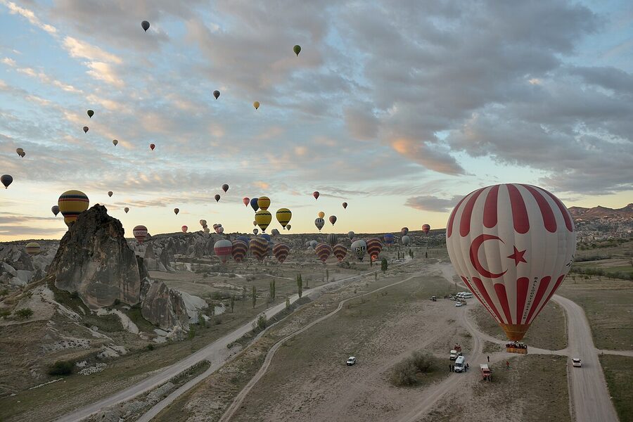 Hot air balloon launch Cappadocia 2014