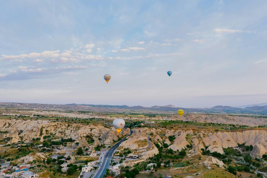 Cappadocia cave hotels at sunrise