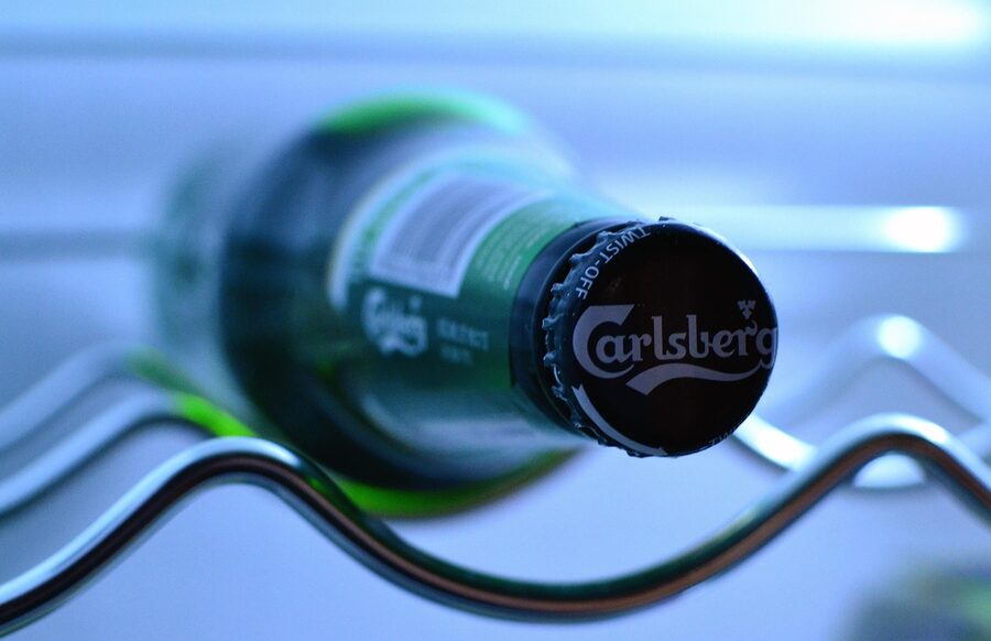 Carlsberg beer bottle close-up