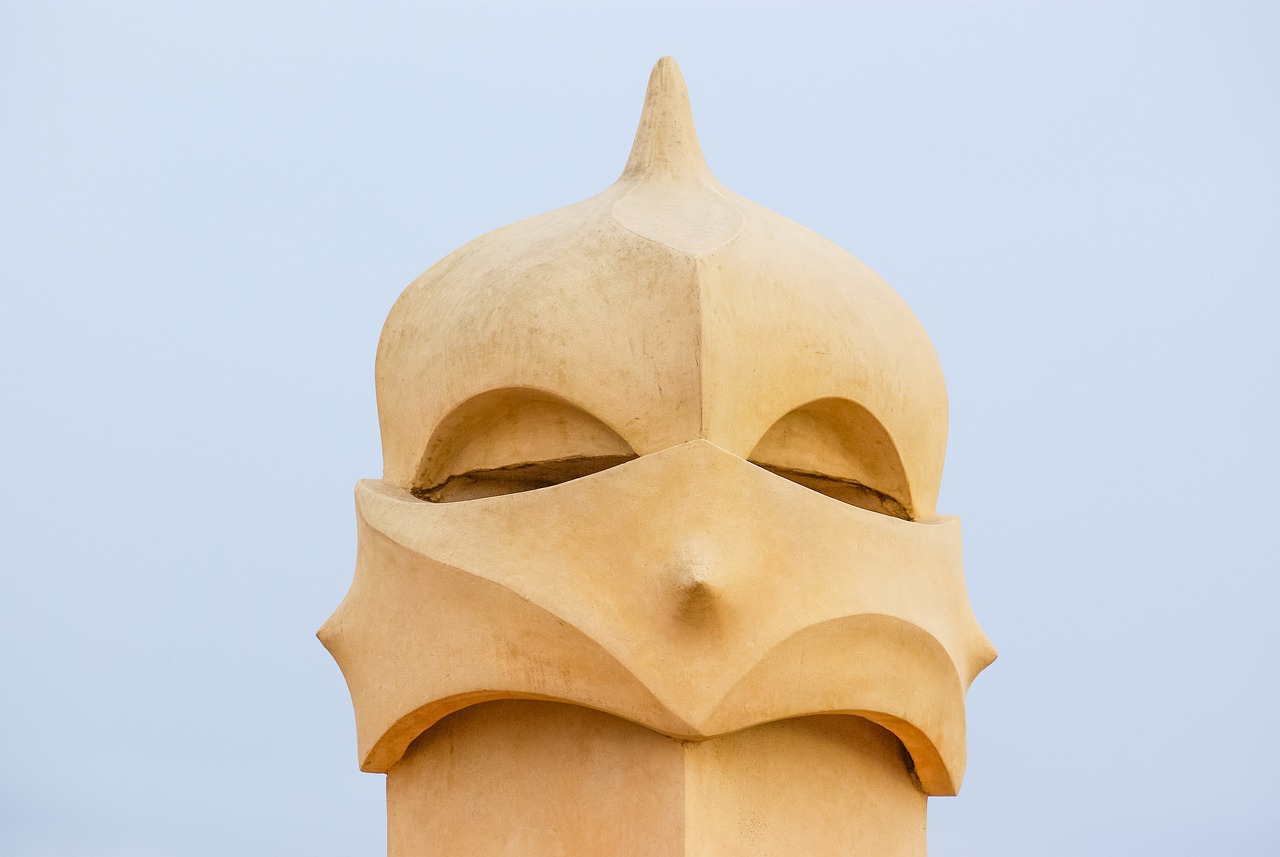 The chimney warrior sculptures on the rooftop of Casa Mila La Pedrera resembling helmeted figures