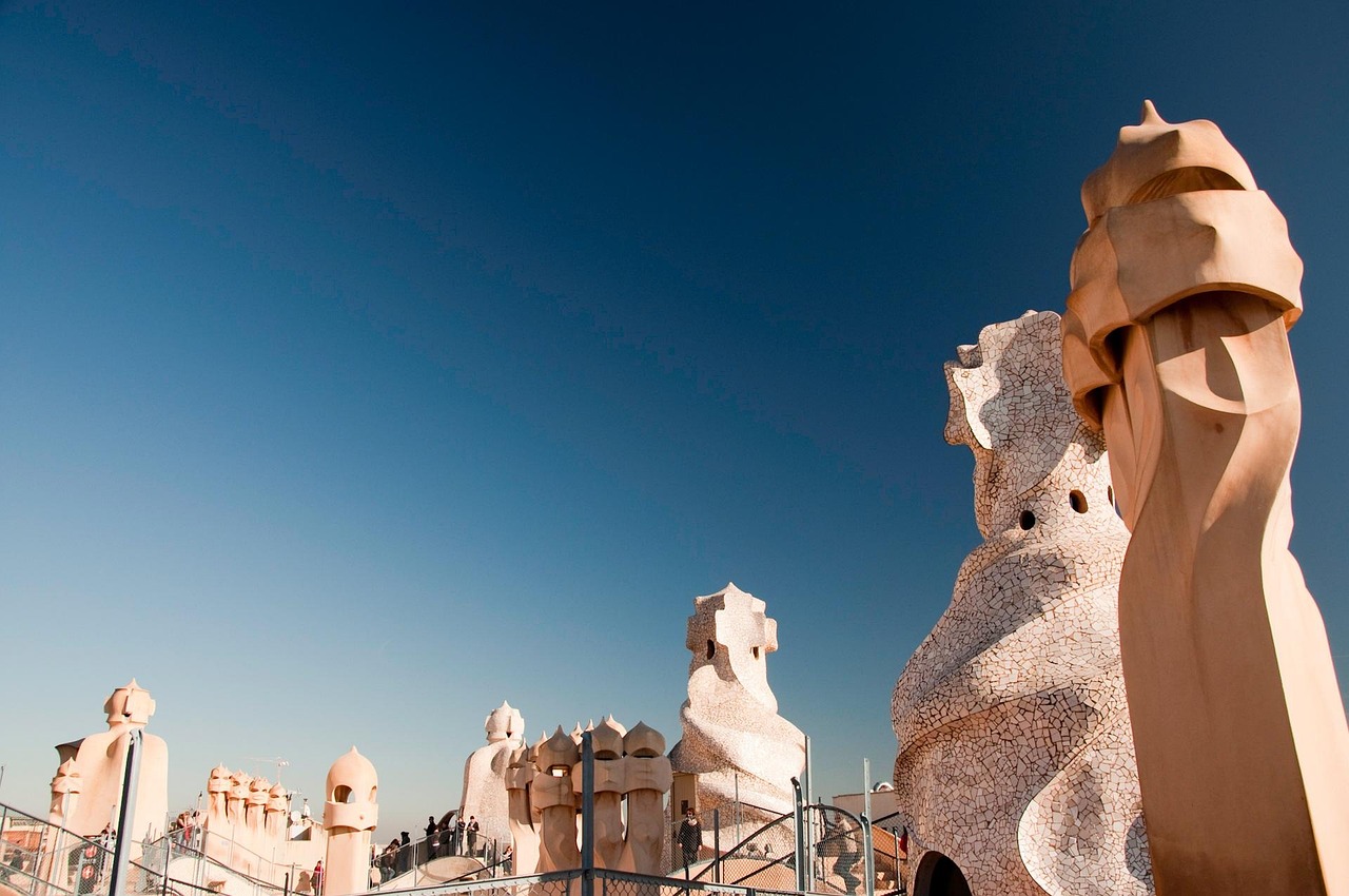 Rooftop sculptures and chimney warriors on top of Casa Mila La Pedrera