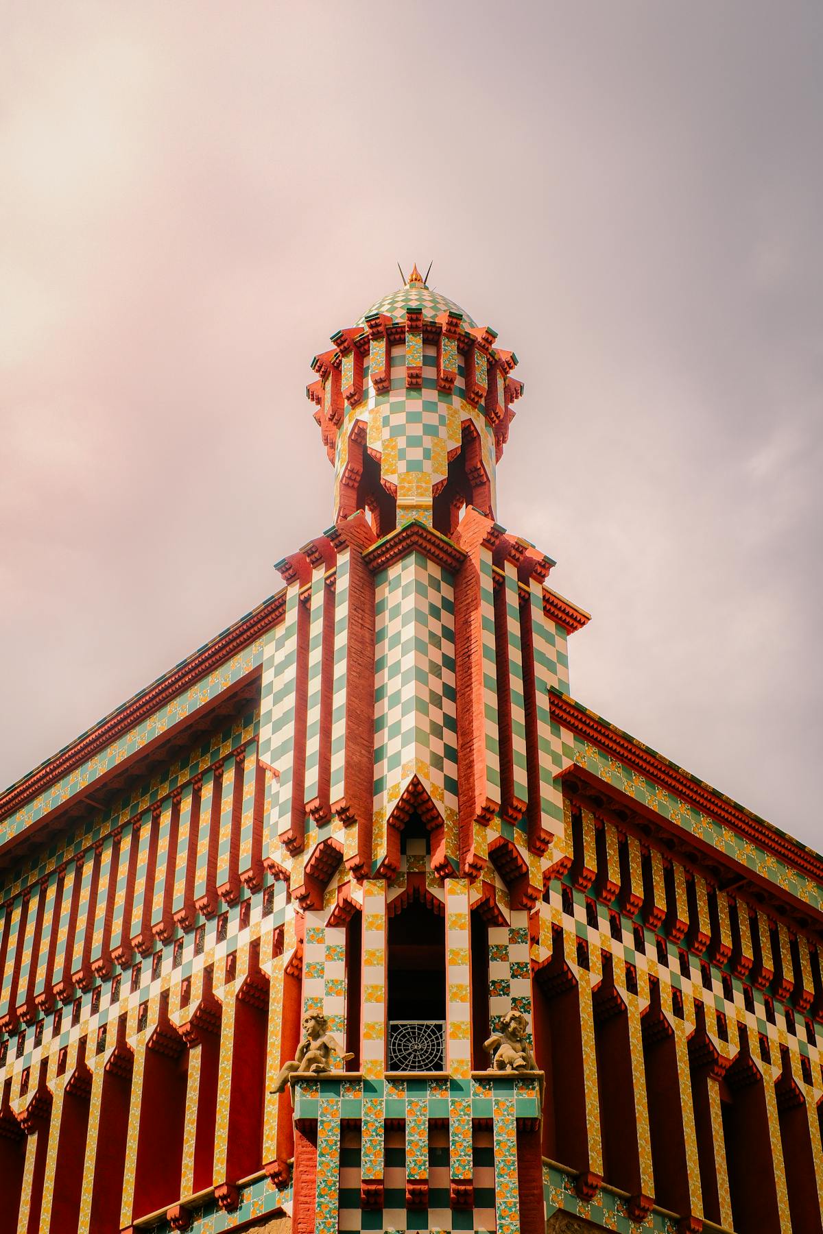 Art Nouveau facade of Casa Vicens with its bright tile work and iron balconies