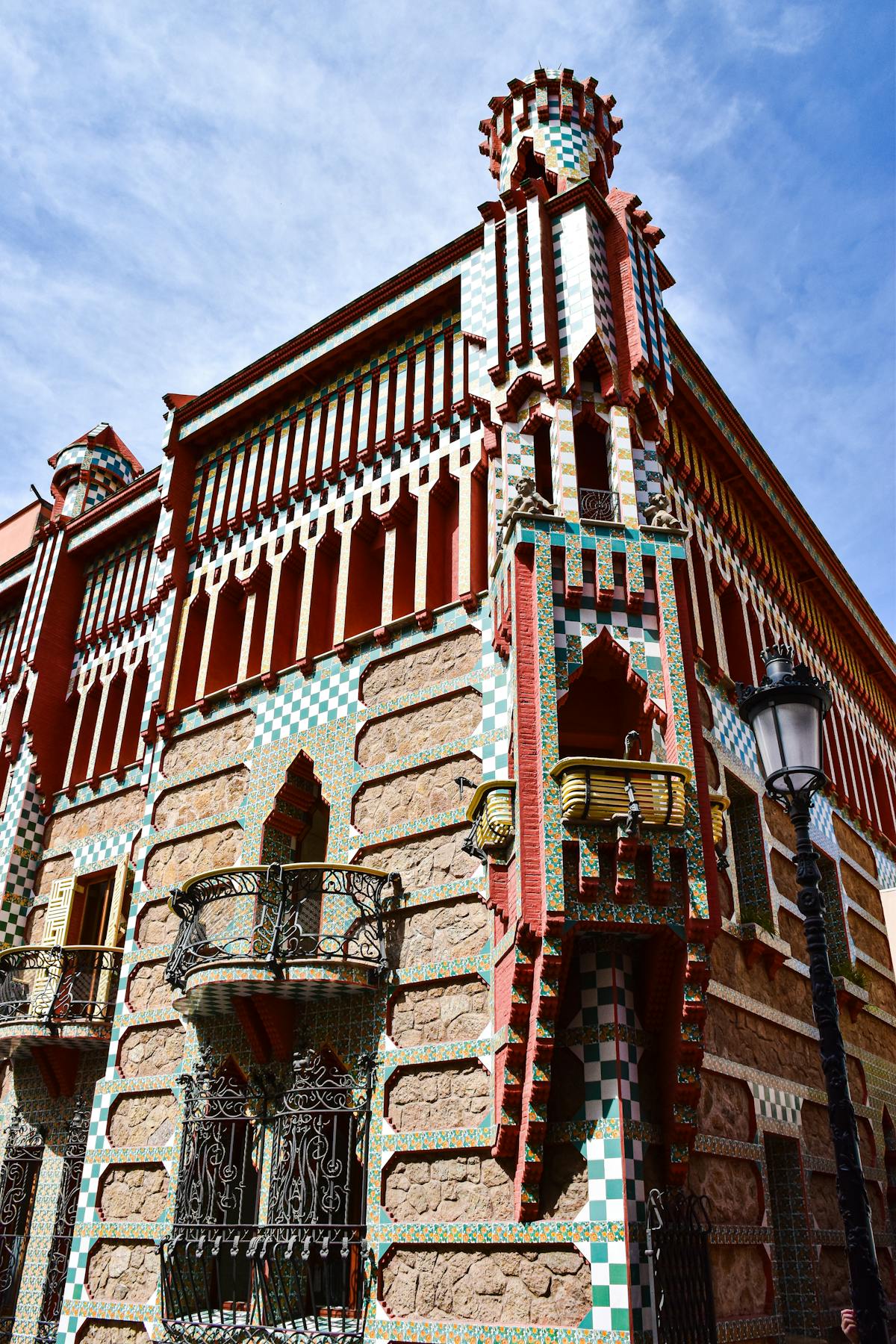 Close-up of Casa Vicens showing Gaudi distinctive early architectural style
