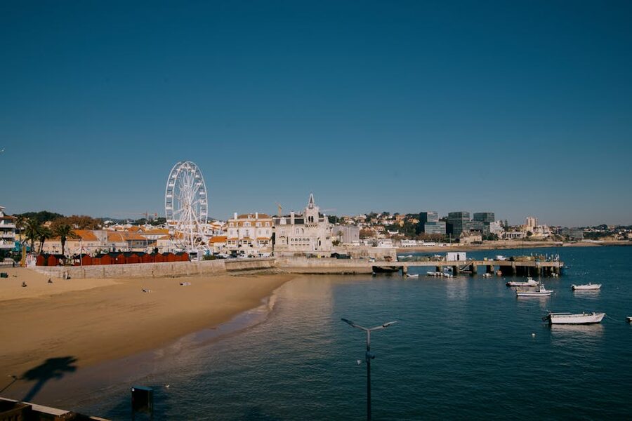Cascais seaside town aerial view beaches Portugal