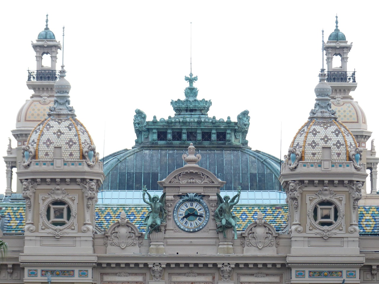 Close-up of the Casino de Monte-Carlo ornate architecture and entrance