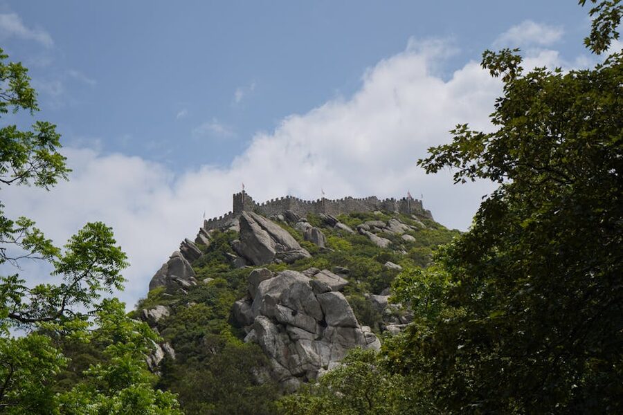 Castelo dos Mouros perched on a hill above the Sintra forest