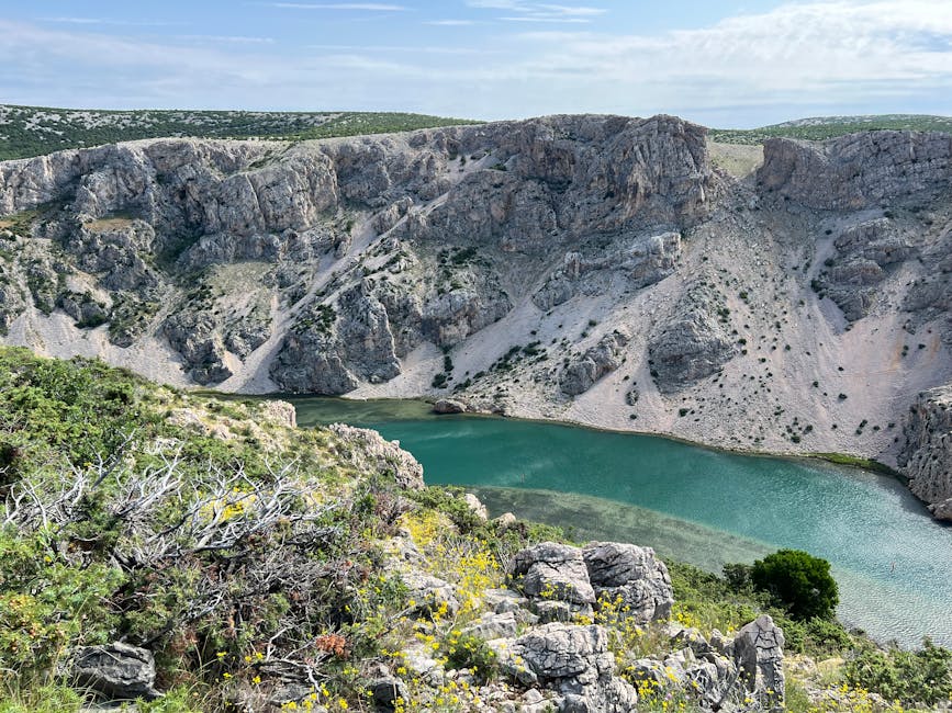 Turquoise river canyon rugged cliffs Croatia
