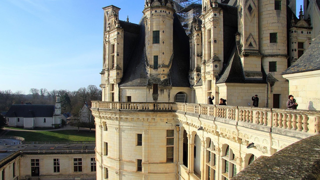Close-up of ornamental towers at Chateau de Chambord