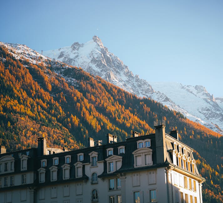 Chamonix Mont Blanc autumn architecture