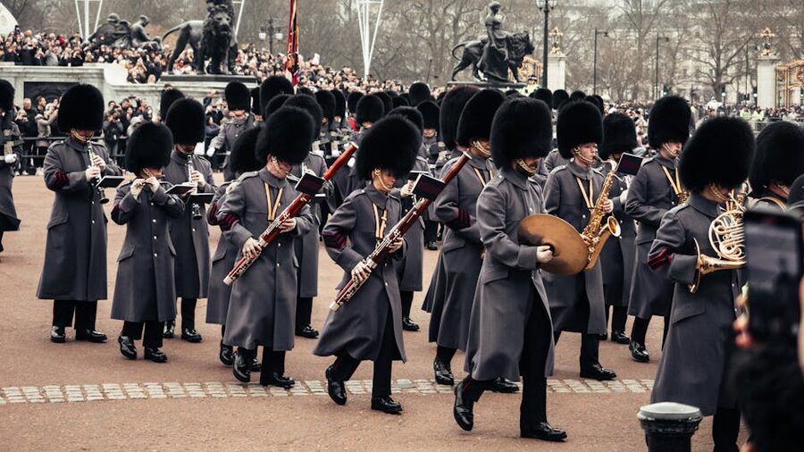 British ceremonial guards marching band