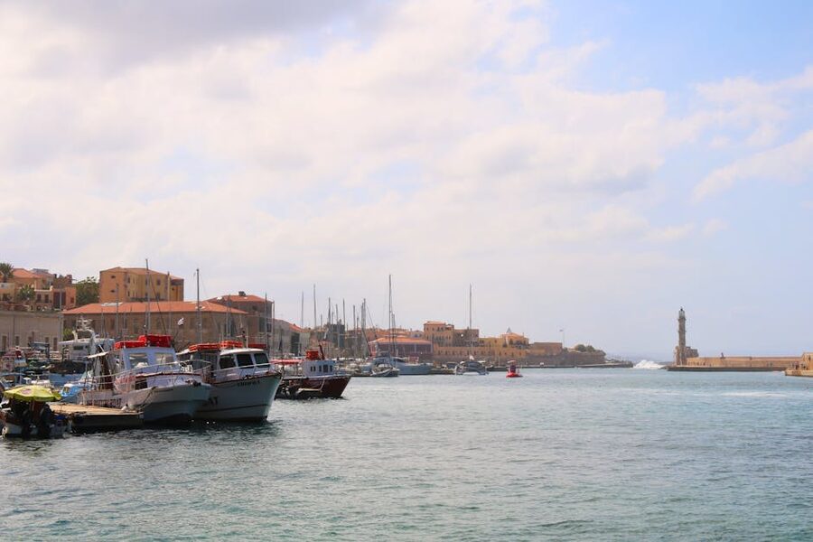 Chania Venetian harbor Crete boats