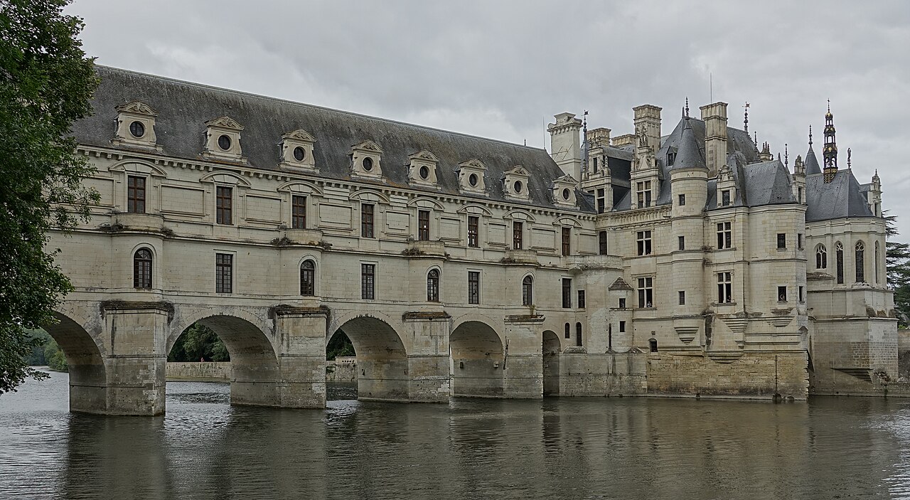 Eastern view of Château de Chenonceau from across the Cher River