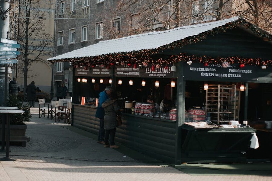 Traditional Hungarian food stall at Budapest market