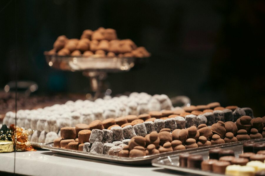 Truffle trays on display in store