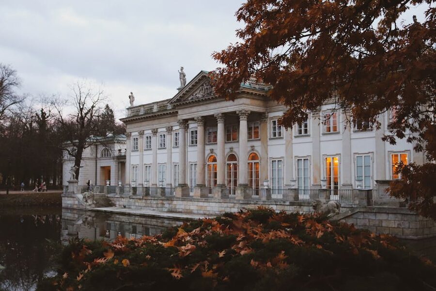Lazienki Palace on the Isle in autumn light