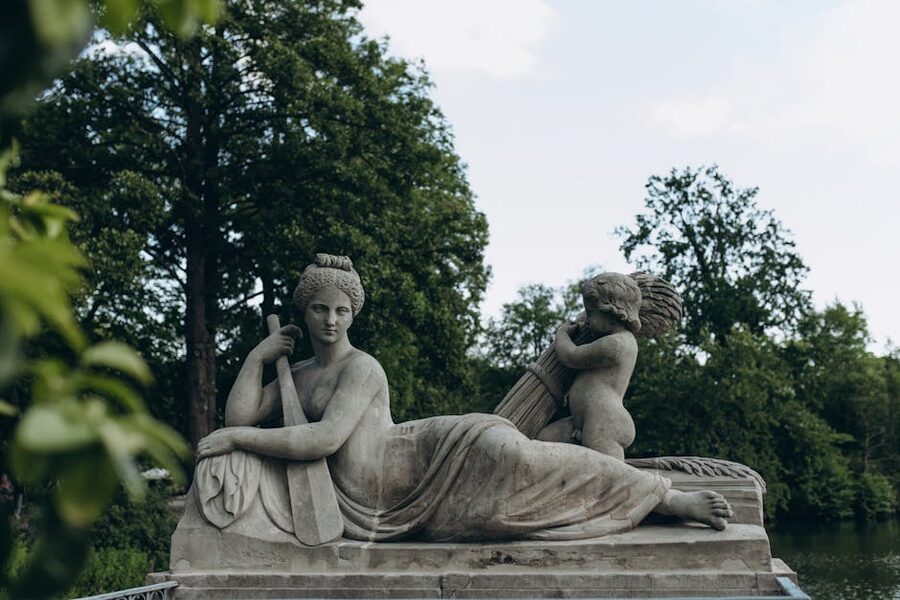 Marble classical sculpture in Lazienki Park