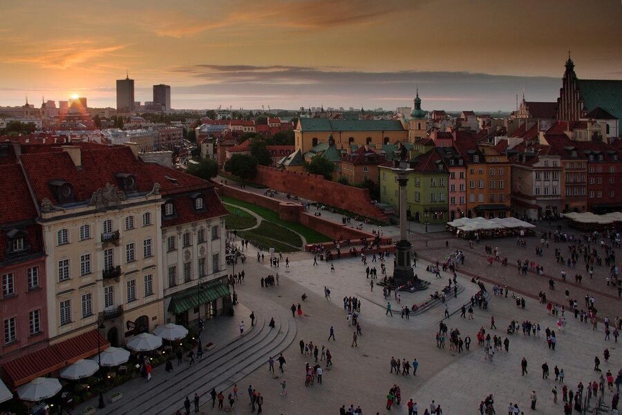 Warsaw Old Town at sunset