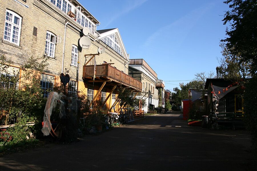 Self-built houses inside Christiania Copenhagen