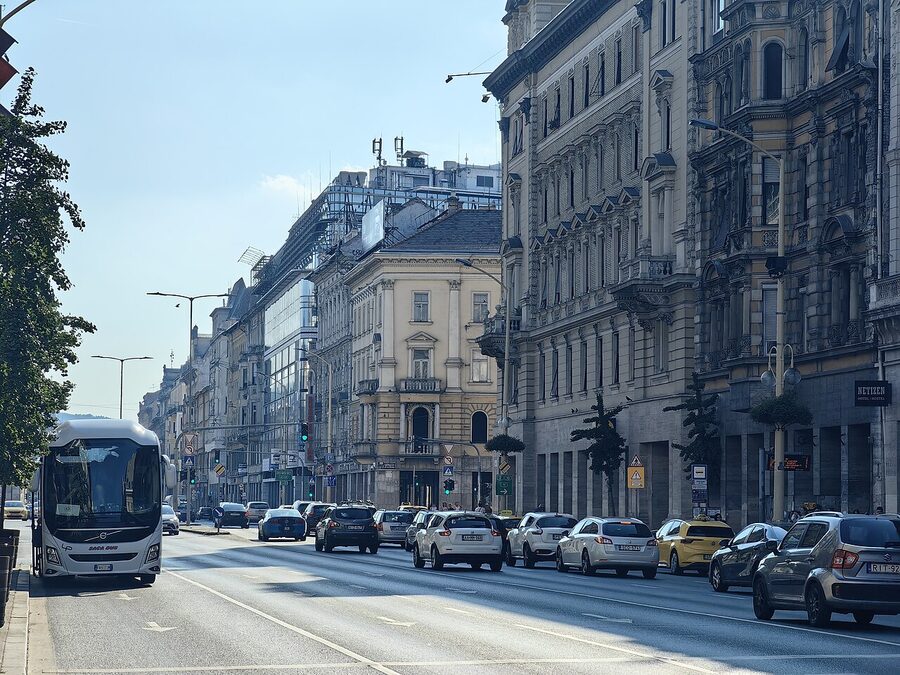 Rakoczi ut street view in central Budapest