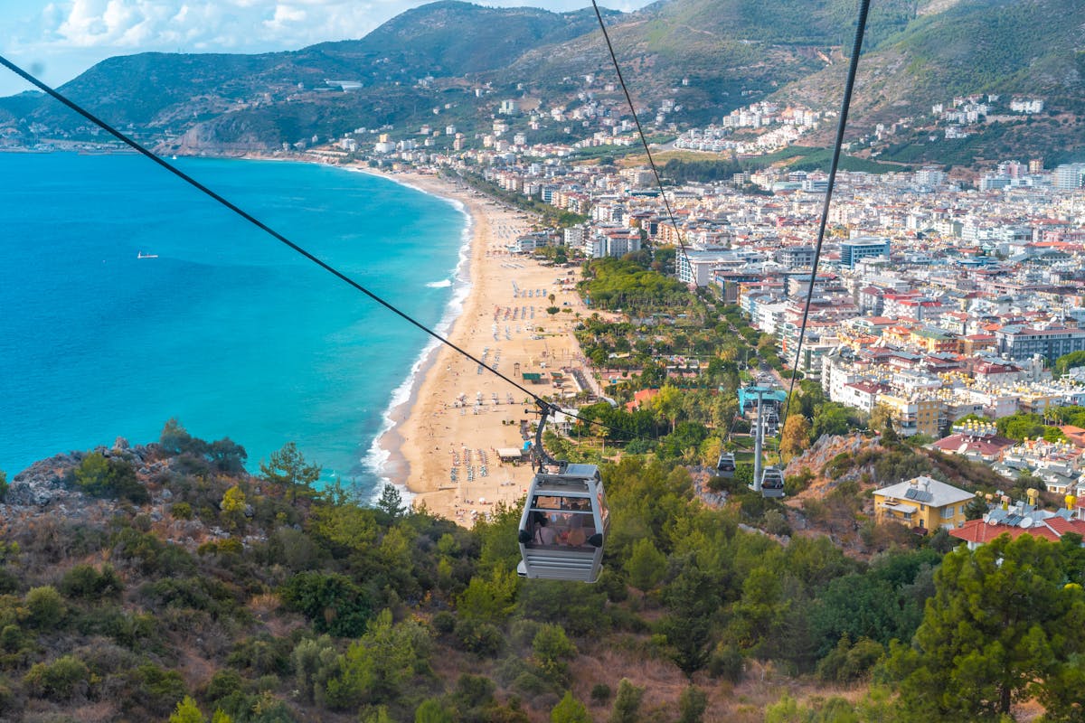 View of Cleopatra Beach and Alanya from the cable car