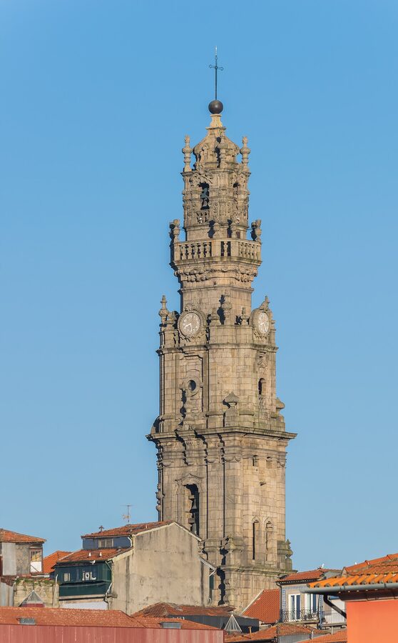 Clerigos Tower rising above Porto old town