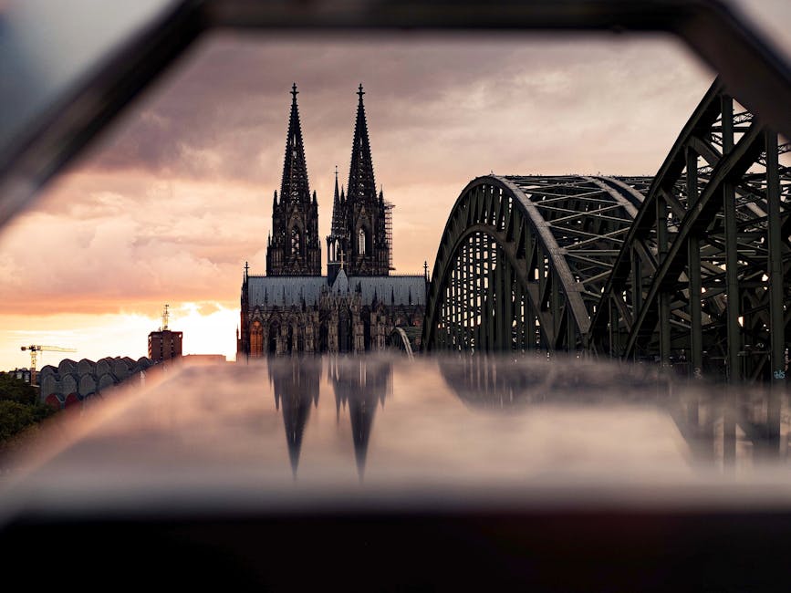 Cologne Cathedral Hohenzollern Bridge at sunset
