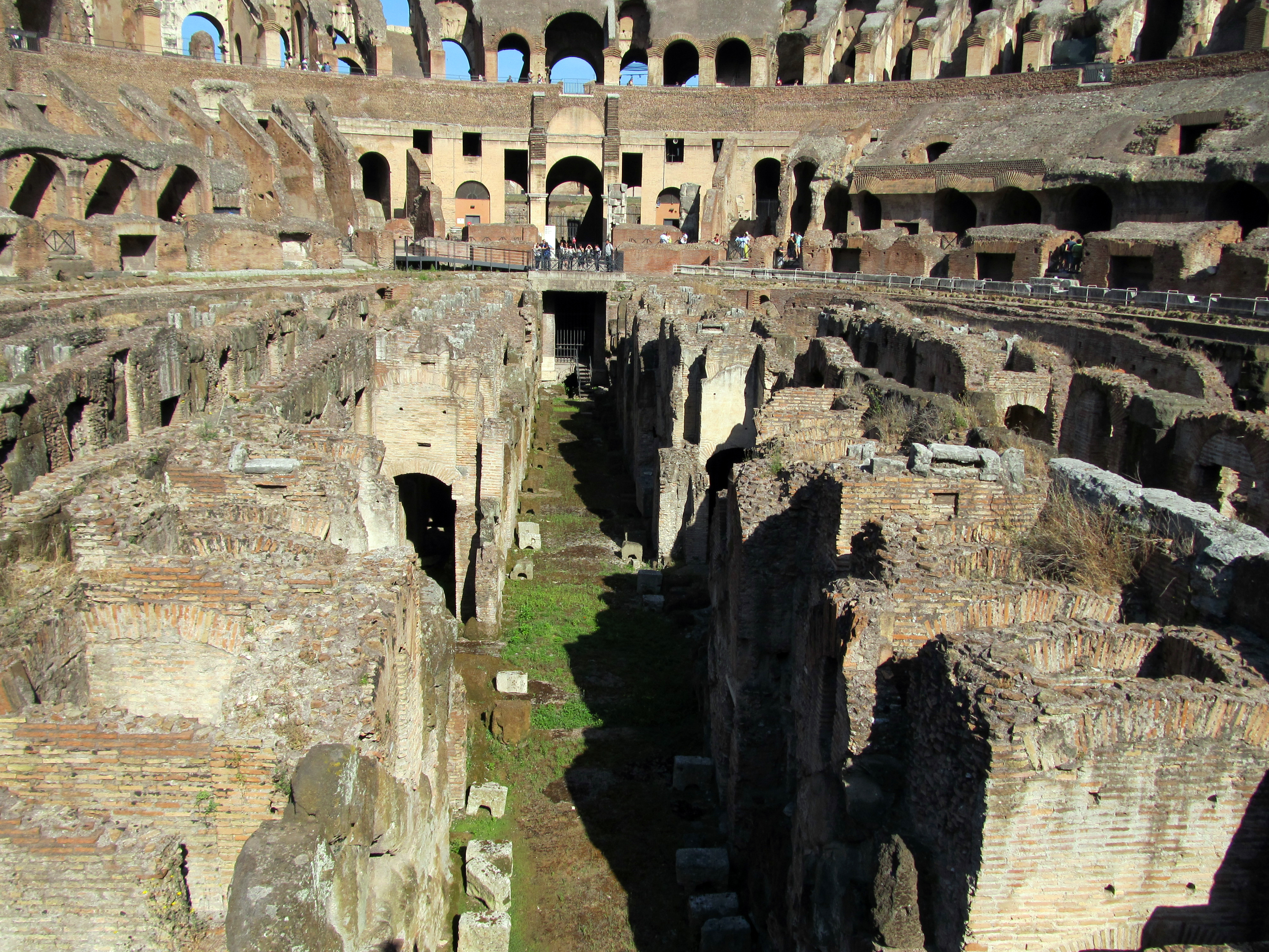 Narrow stone tunnel inside the Colosseum underground hypogeum