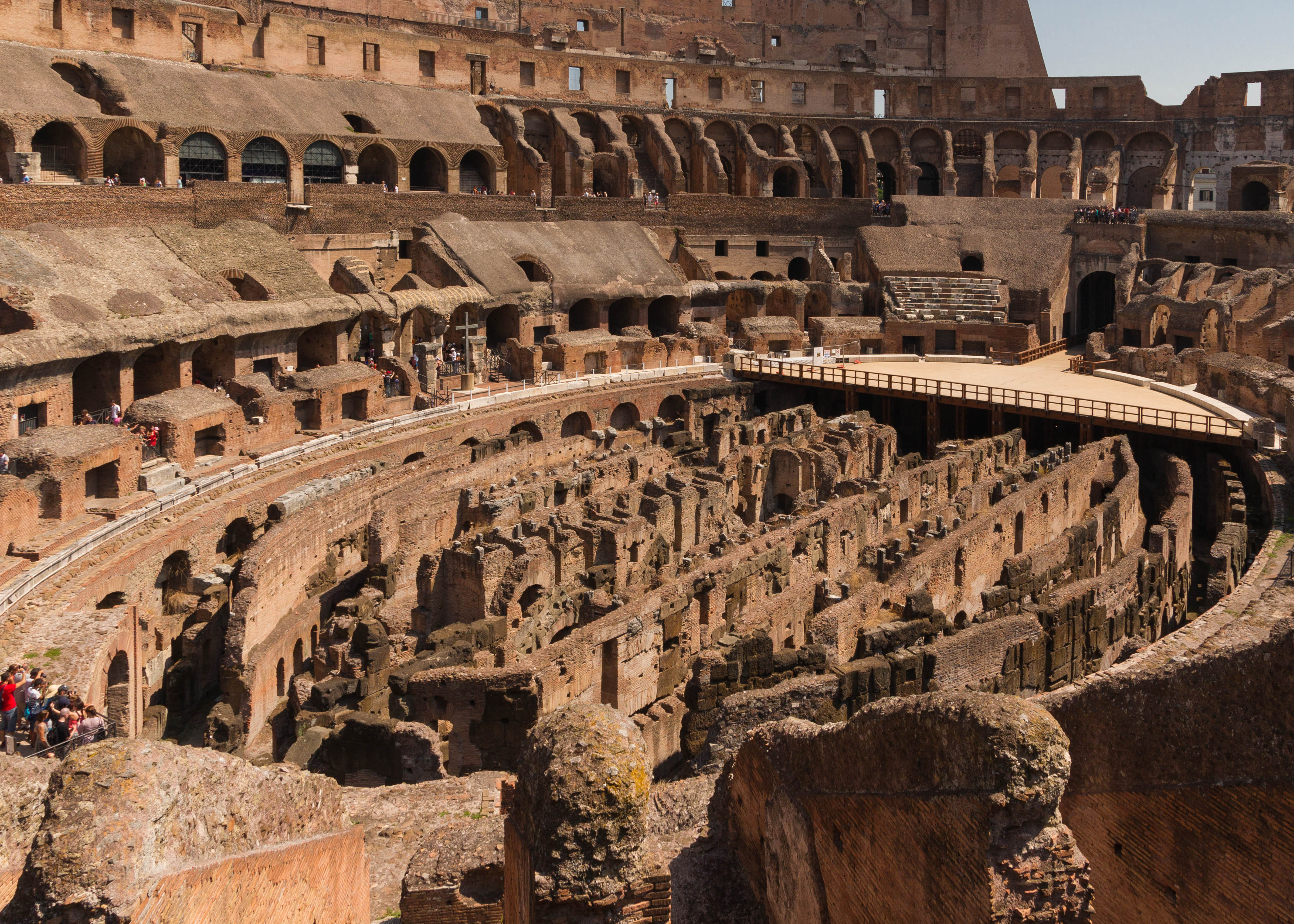 Looking down into the Colosseum hypogeum underground network