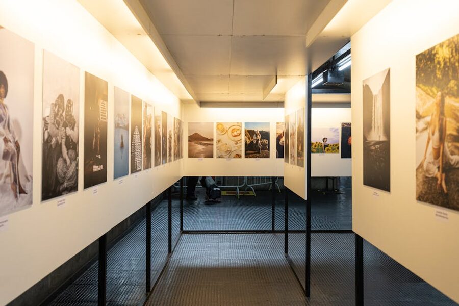 Contemporary photography prints on display