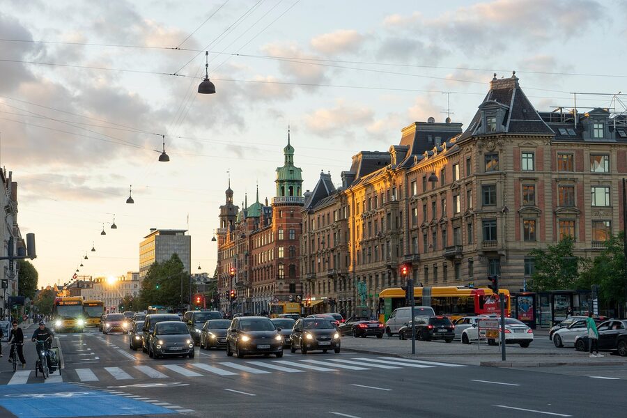 Copenhagen quiet street in evening light