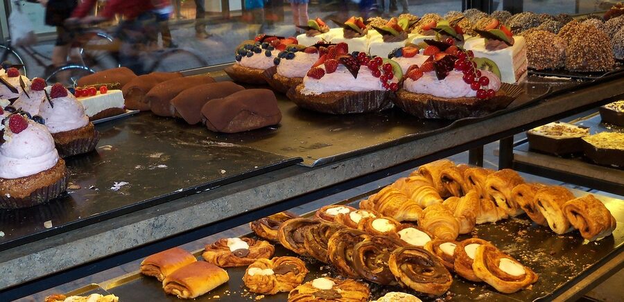 Copenhagen coffee shop with pastries on display