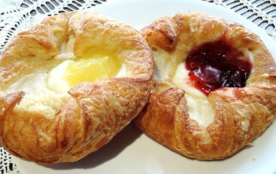 Danish pastry with cream cheese and jam filling
