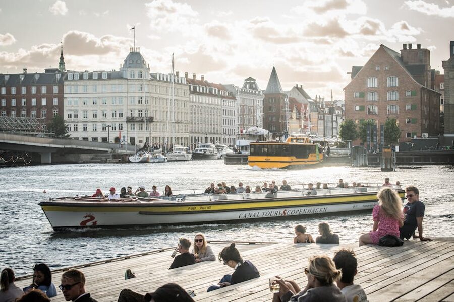 Canal tour boat in summer Nyhavn Copenhagen
