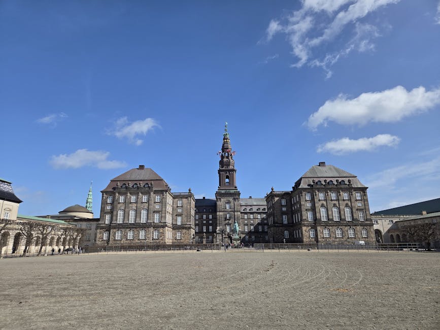 Christiansborg Palace under blue sky in central Copenhagen