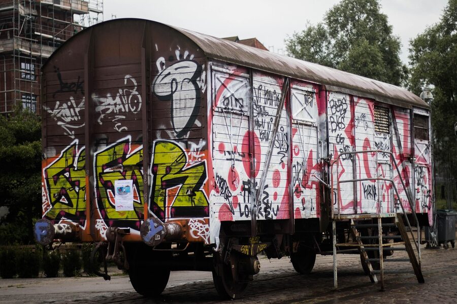 Independent street art mural in Copenhagen with green colours