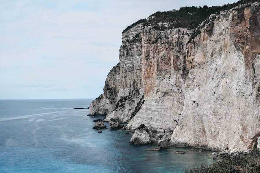 Paxos Gaios cliffs coast Greece